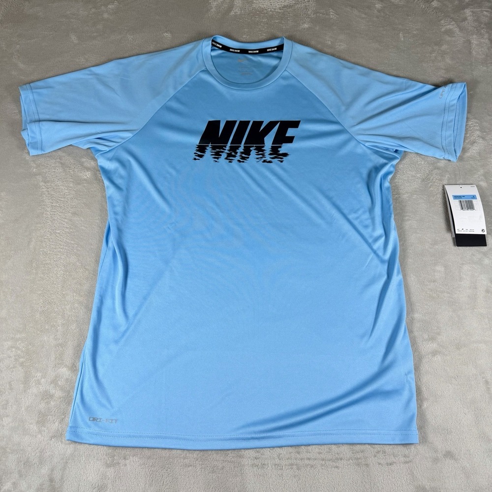 Nike Swim Mens M Dri-FIT Performance Shirt UV Protection Blue Sun Tee New